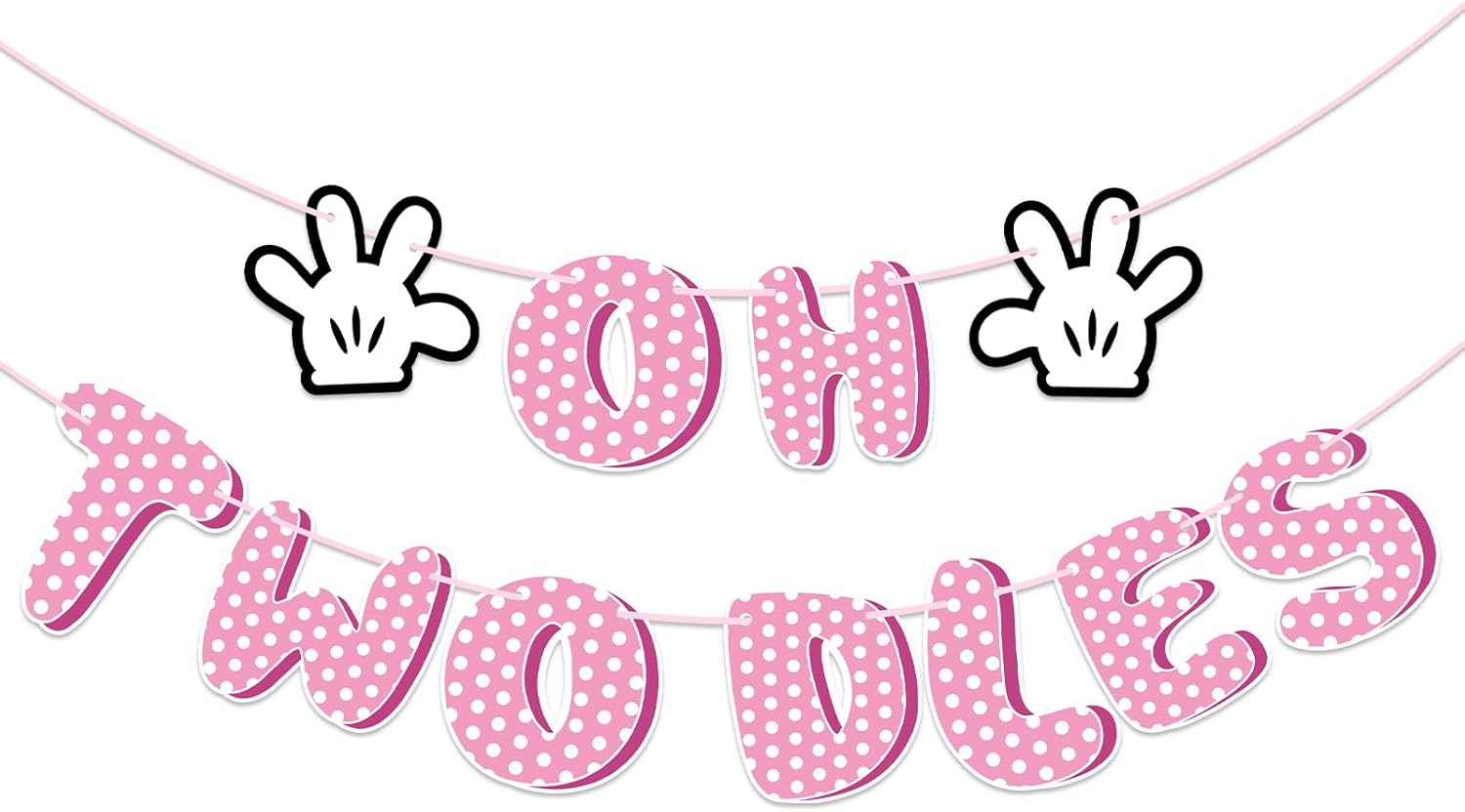 Pink Mouse Oh Twodles Birthday Banner Decorations