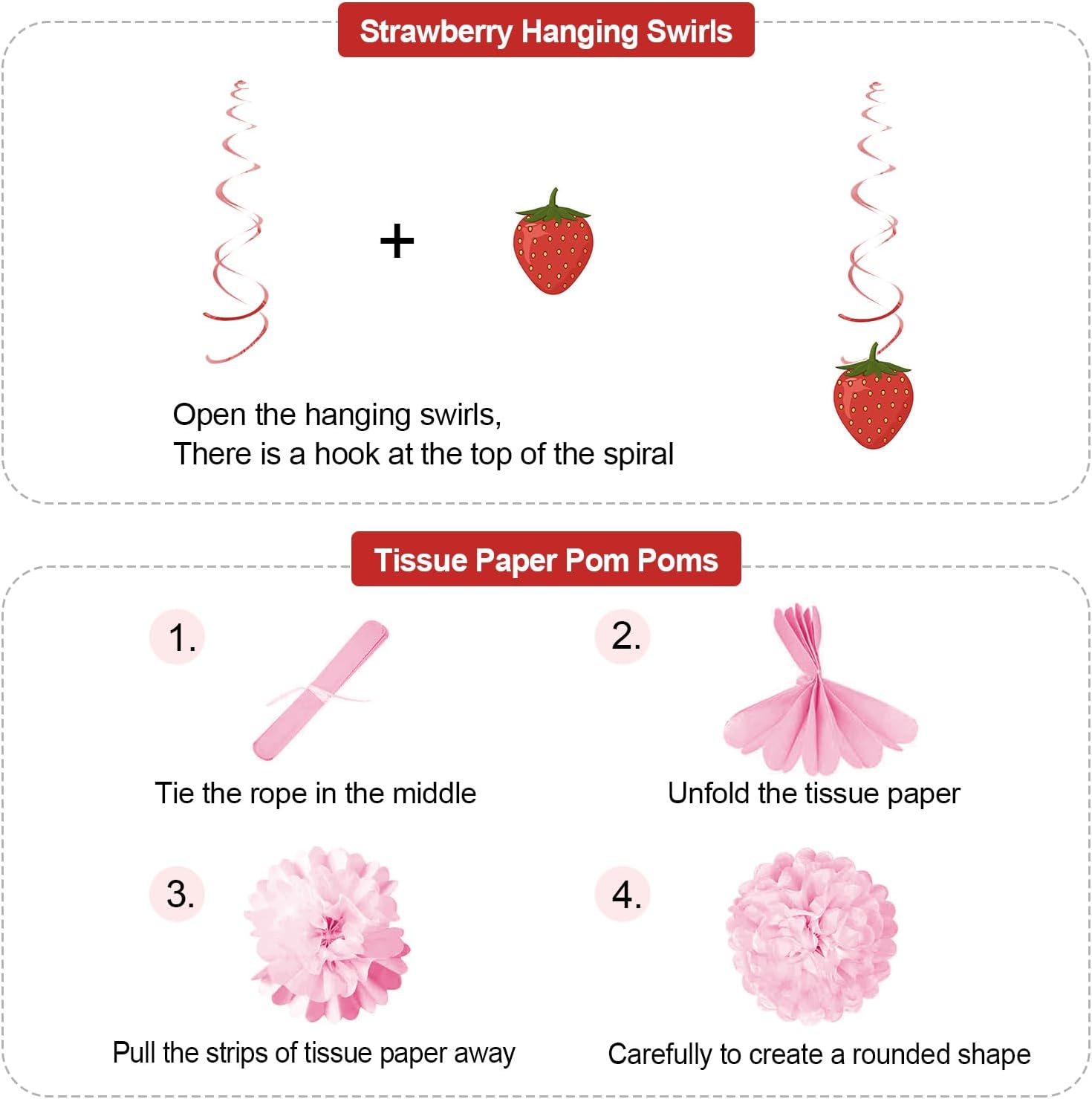 Lasocy Strawberry Party Decor Set for Girls