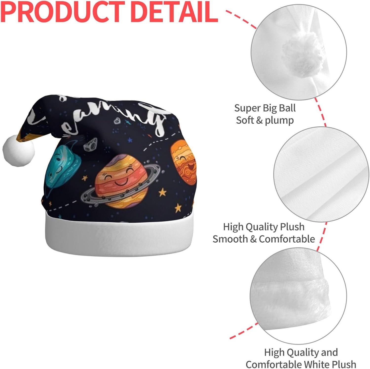 QinZheng Personalized Santa Hat with Planet Print
