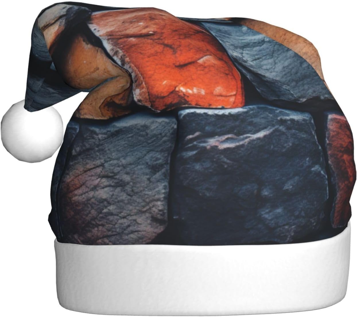QINZHENG Retro Stone Print Santa Hat for Women
