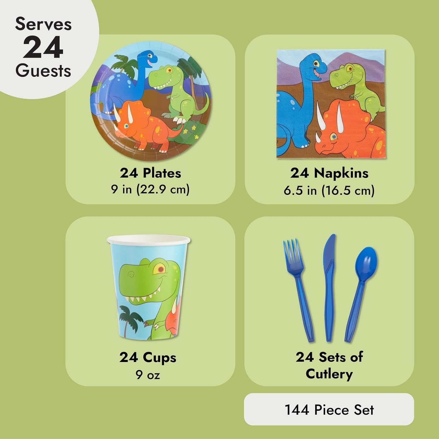 Juvale 144 Piece Dinosaur Party Supplies Set
