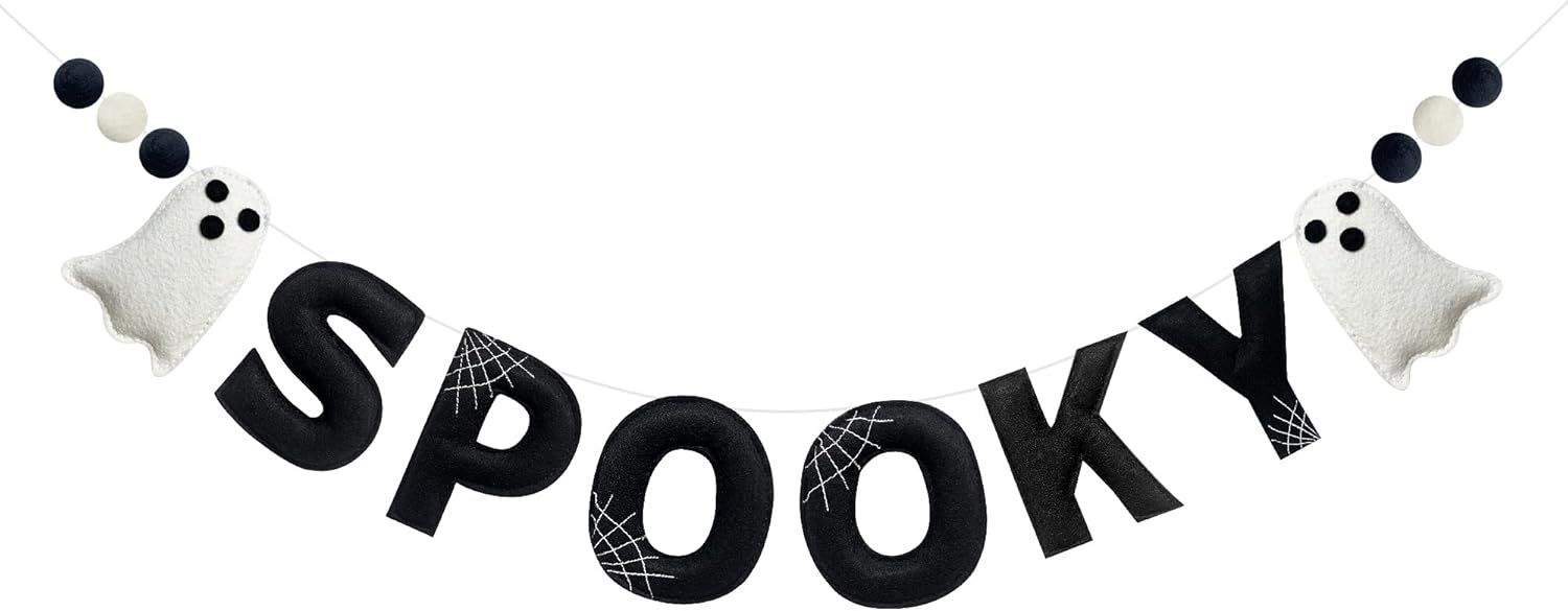 Halloween Decor Pre-Strung Felt Spooky Banner Garland
