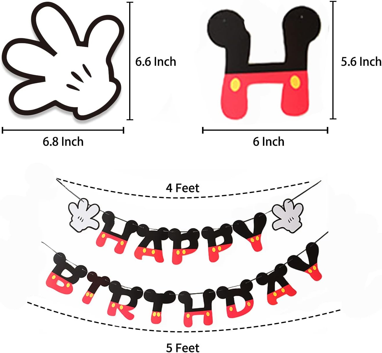 Morndew Cartoon Mouse Birthday Banner Set