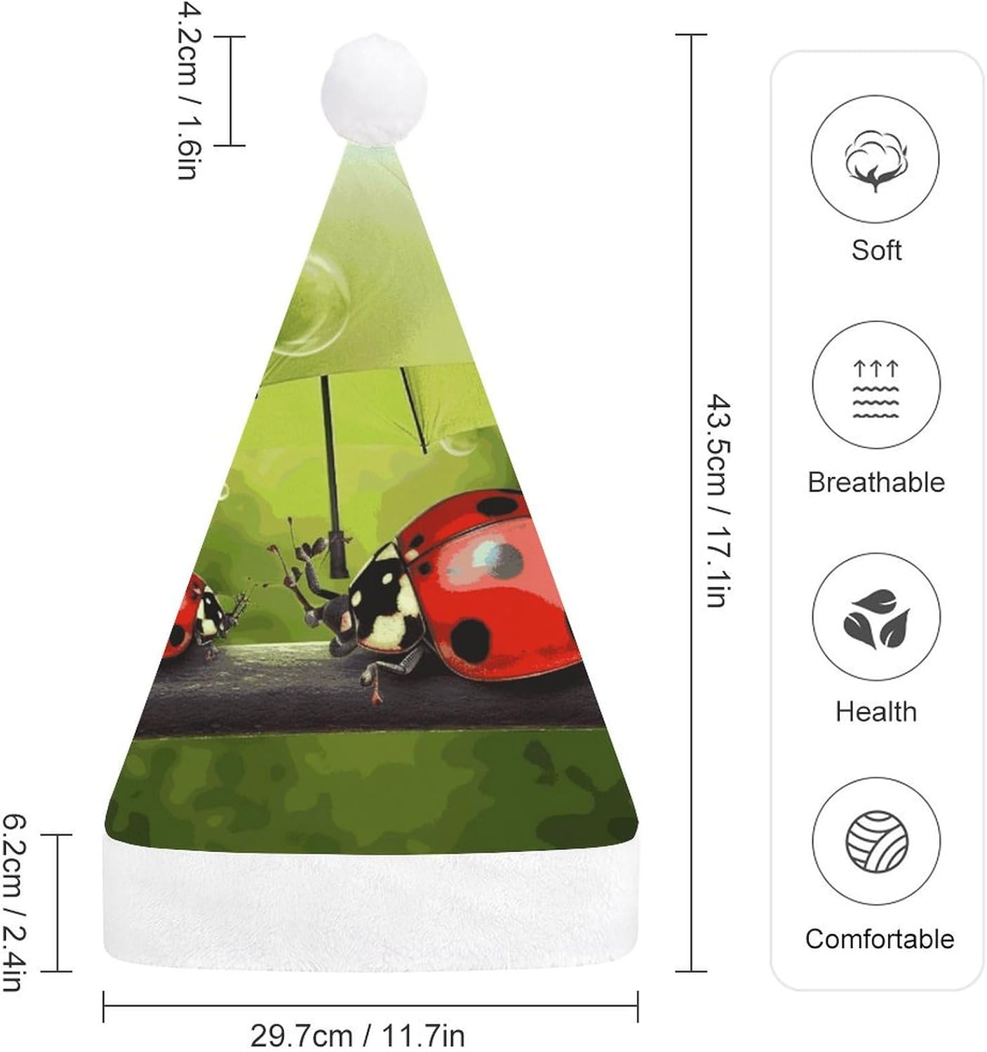 Funny Santa Hat with Ladybug and Umbrella Christmas Party Headwear