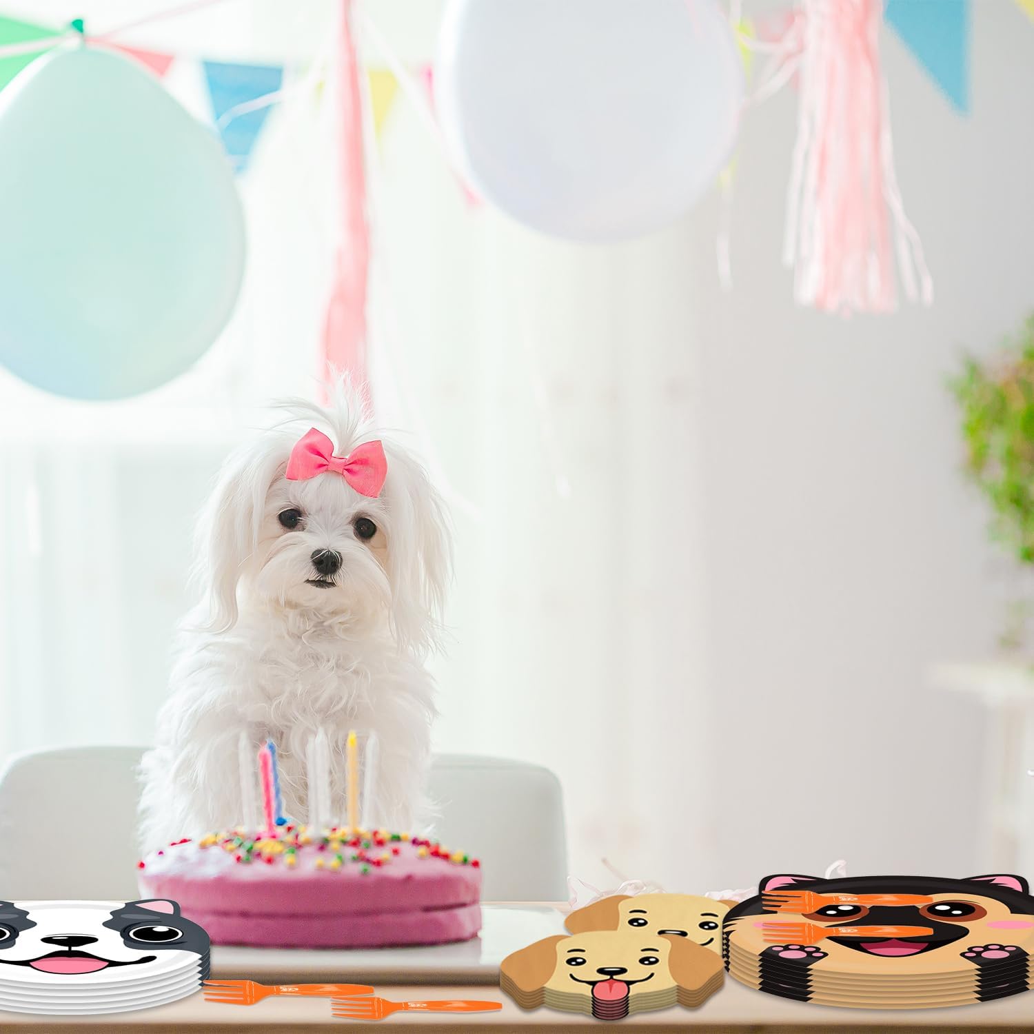 96Pcs Dog Birthday Party Supplies Tableware Set