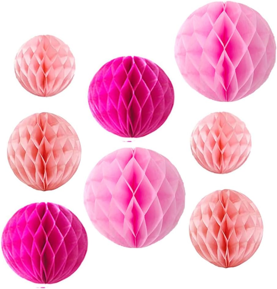 8pc Pink Honeycomb Balls Party Decorations Set