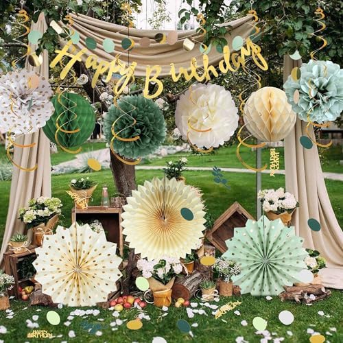 Sage Green Birthday Party Decor 13 Pcs Set
