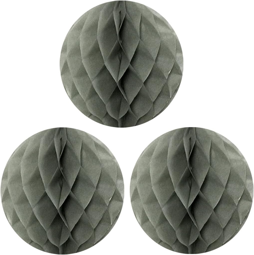 Wrapables 12 Inch Tissue Honeycomb Balls Set of 3 Gray