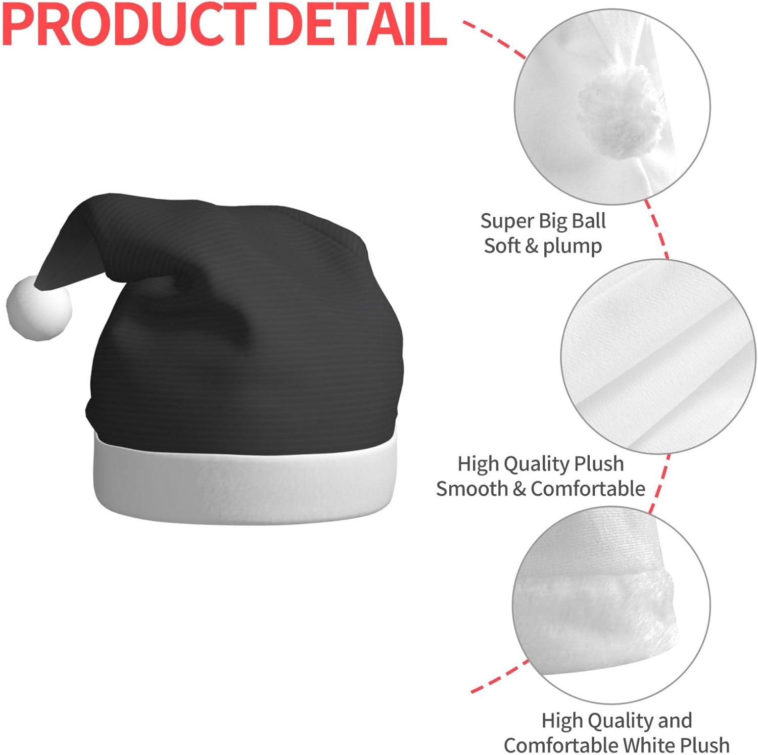 QINZHENG White to Black Santa Hat Personalized Christmas Hat for Women