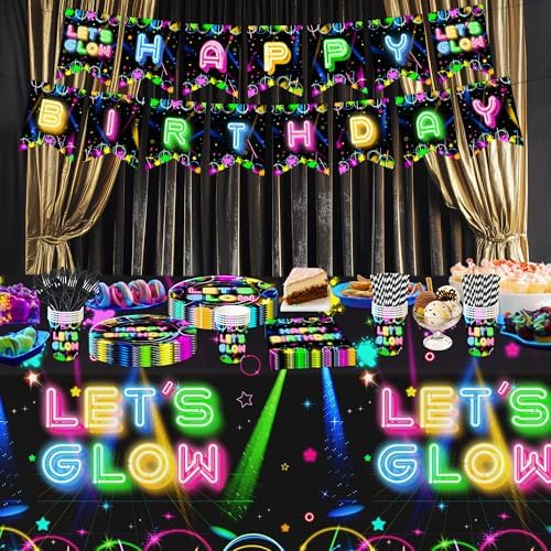 Neon Glow Birthday Tablecloth Set of 3