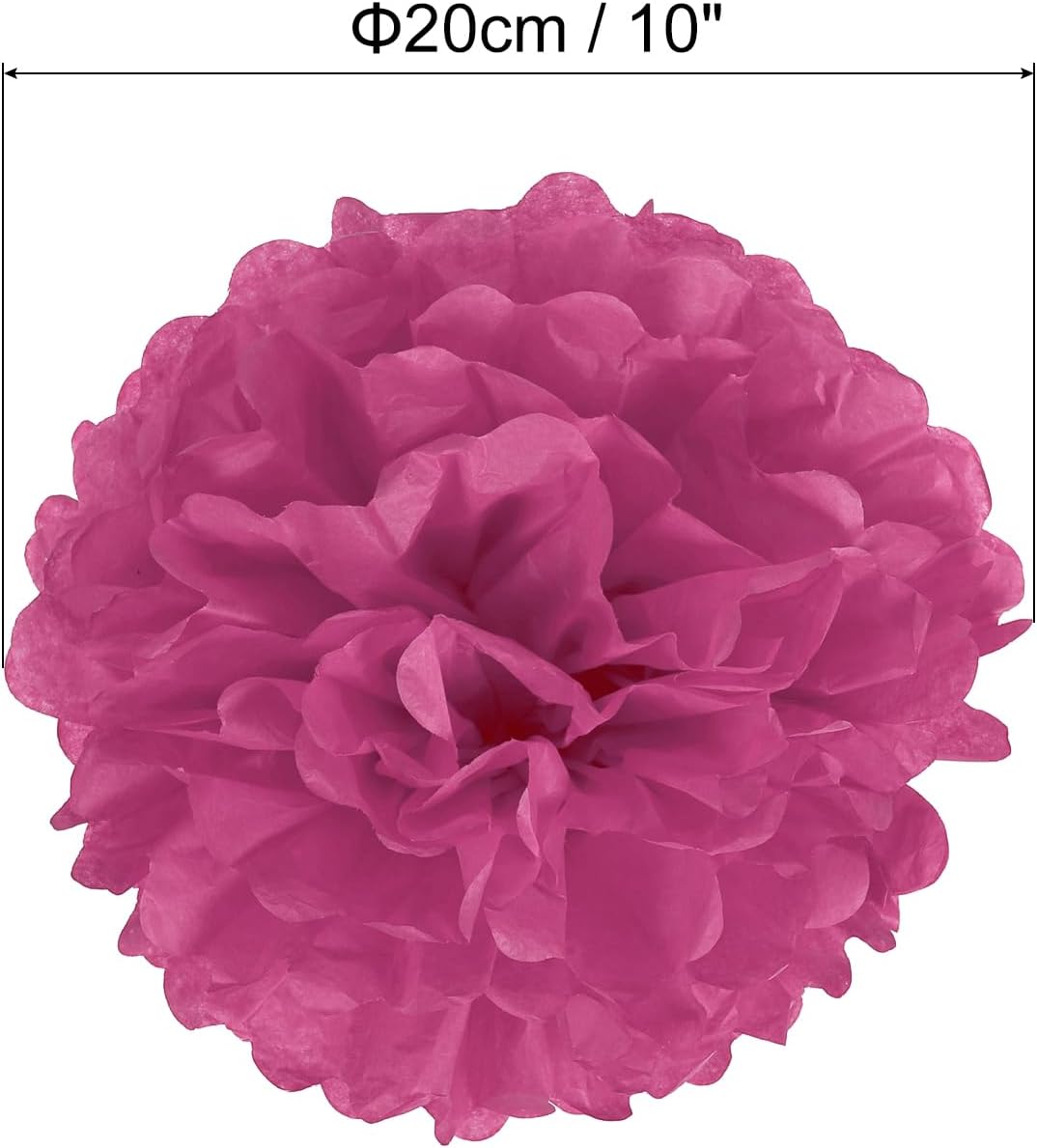 PATIKIL 8 Inch Fuchsia Tissue Pom Poms 10 Pack