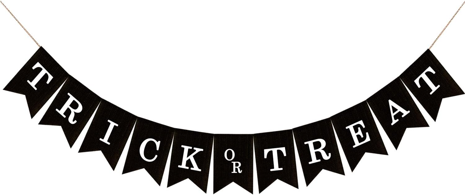 Trick or Treat Burlap Banner - Halloween Decor