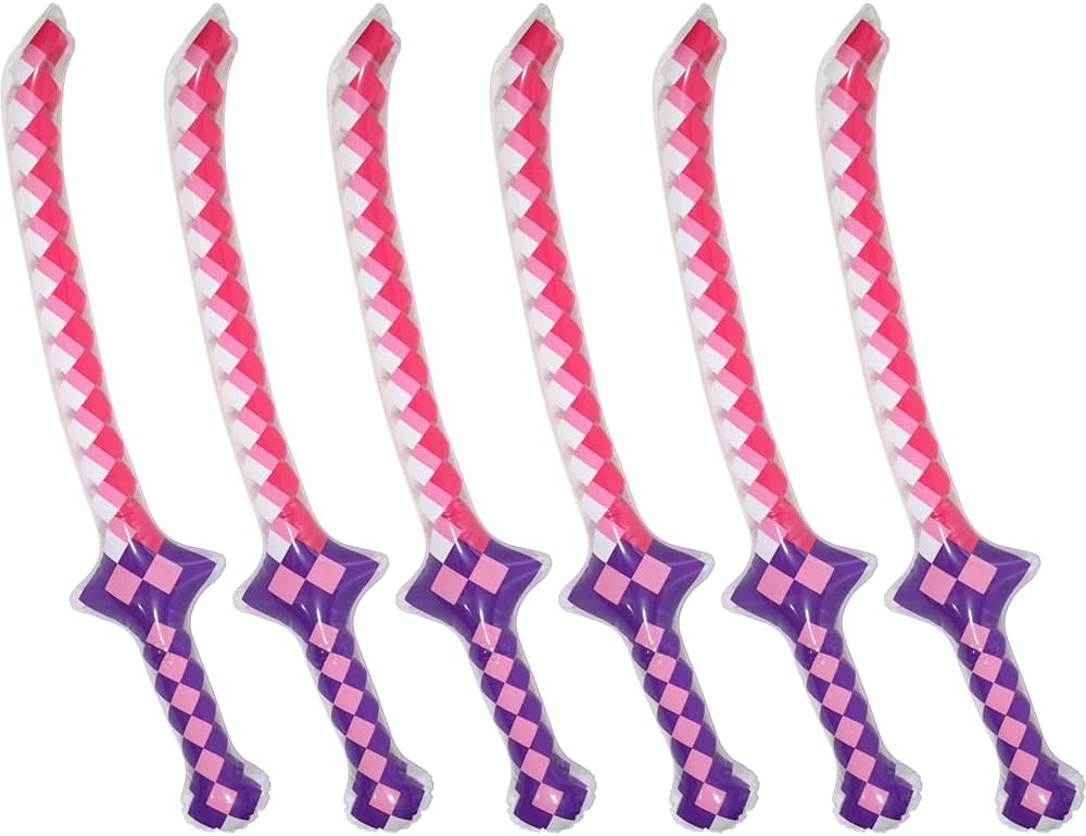 6 Pack Inflatable Pixel Swords Pirate Party Favors