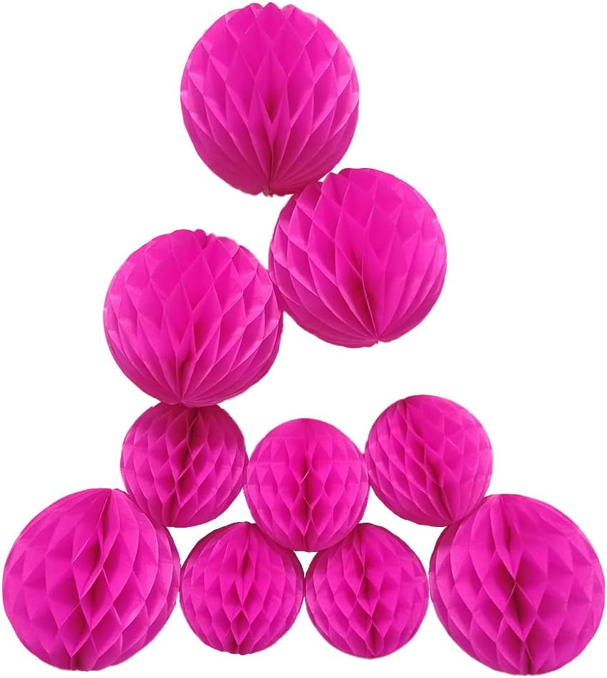 Honeycomb Balls Party Decorations 10 Pieces Rose Red