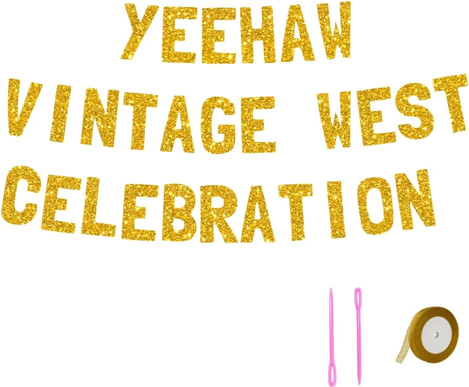 Meowoo Rustic Wild West Party Banner With Gold Glitter