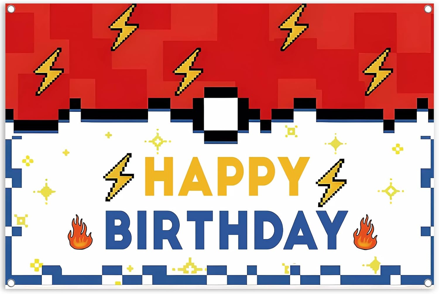 Yellow Lightning 5x3ft Birthday Backdrop for Party Decorations