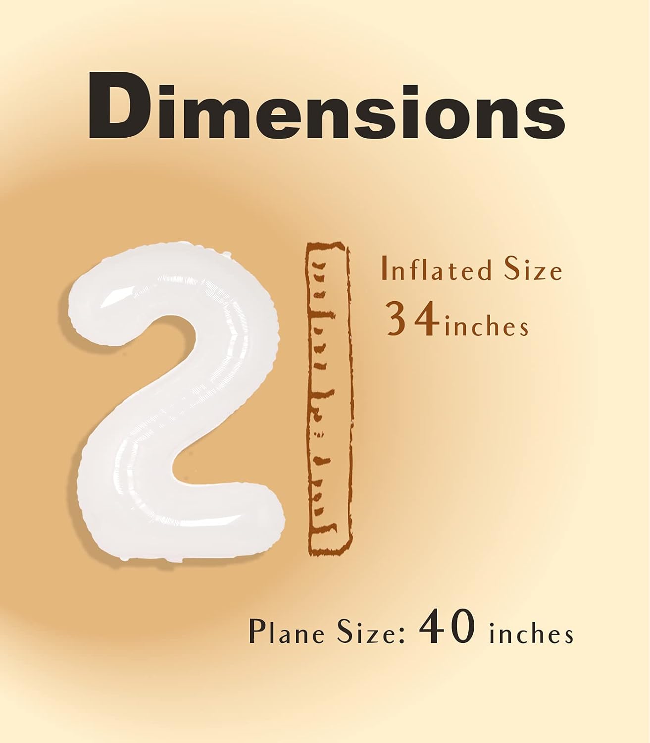 SUWEN 40 Inch White Foil 2 Number Balloons