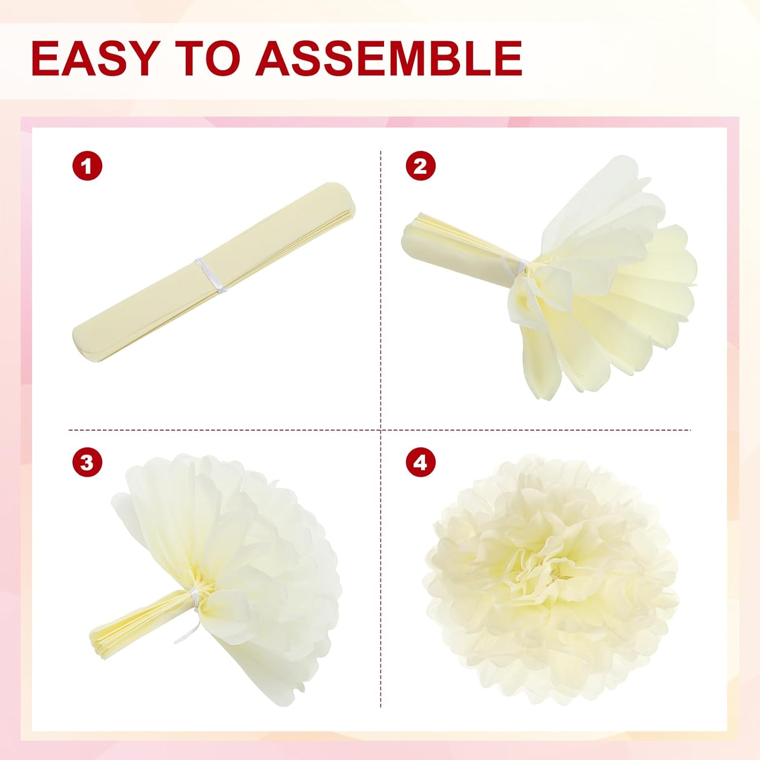 PATIKIL Paper Pom Poms Set 12 Pcs Light Pink