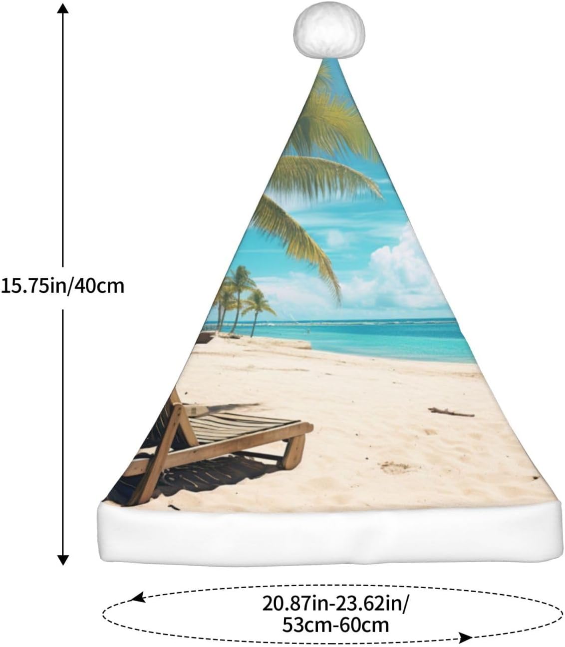 QINZHENG Personalized Santa Hat with Beach Print
