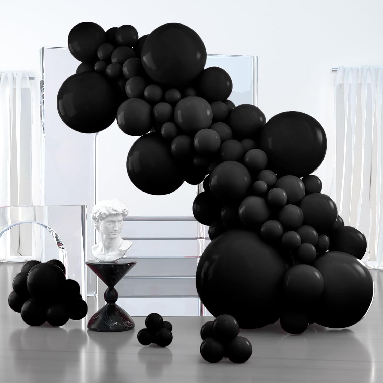 PartyWoo Matte Black Latex Balloons 127 Pcs