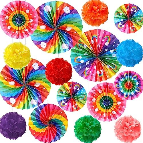 Outus 21 Pcs Rainbow Party Decorations