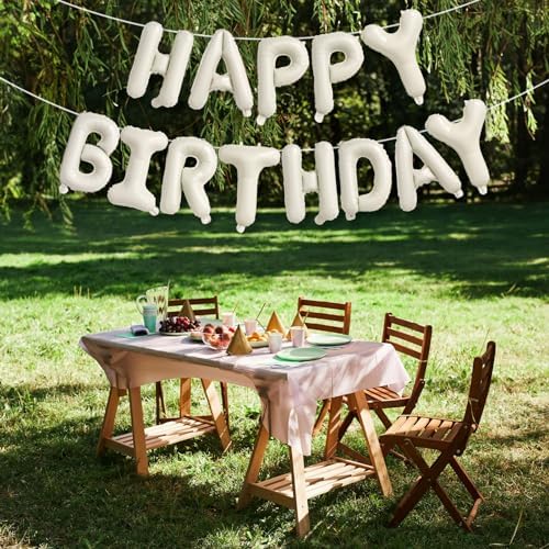 Cream Happy Birthday Balloon Banner Set 16 Inch 13pcs Foil Balloons