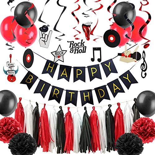 Rock and Roll Birthday Party Decoration 40pcs Easy Joy