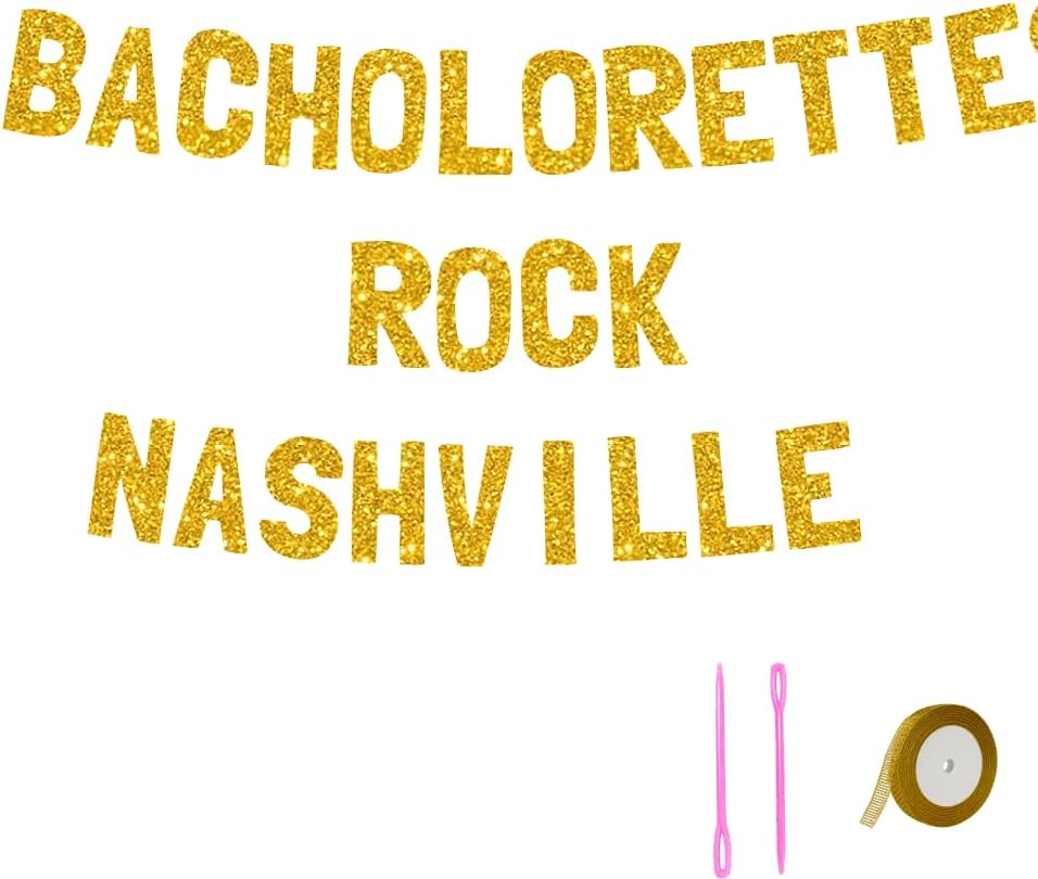 Meowoo Glittery Bachelorette Party Banner Customizable Nashville Decor