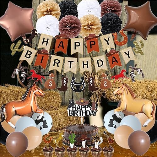 Western Cowboy Birthday Party Decorations Set