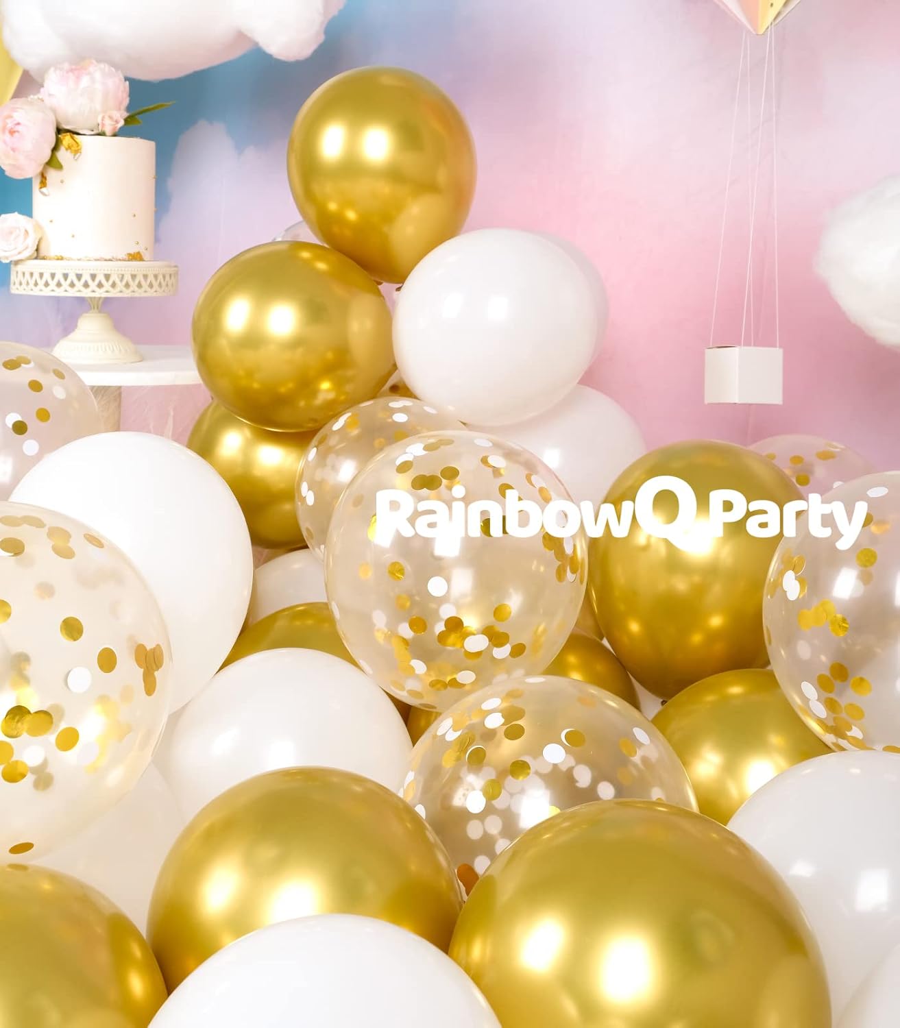 Metallic Gold and White Balloons Set 12 Inch 68PCS