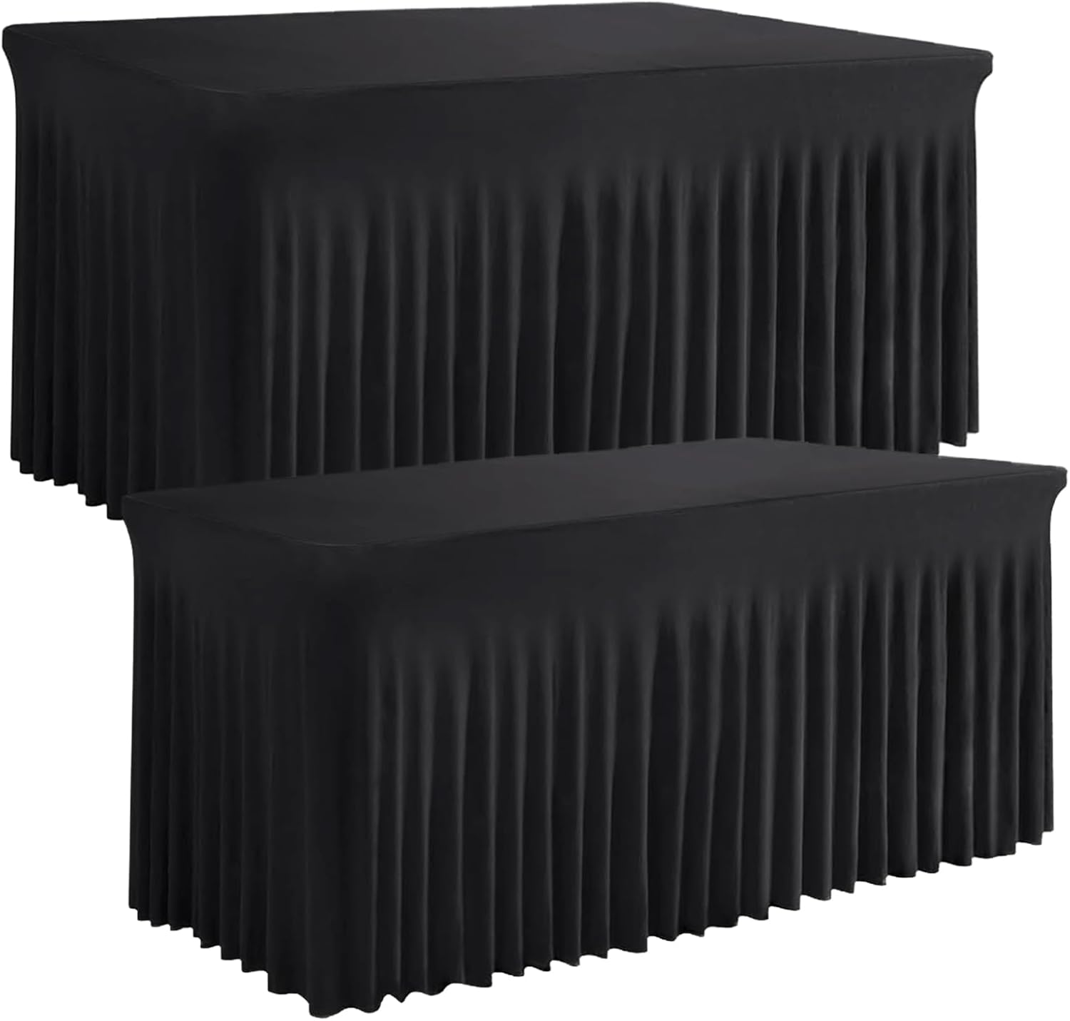 Premium Black Table Skirts for 6ft Rectangular Tables 2Pack