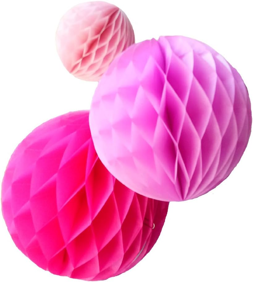 Daily Mall 15Pcs Honeycomb Paper Balls Pink Set