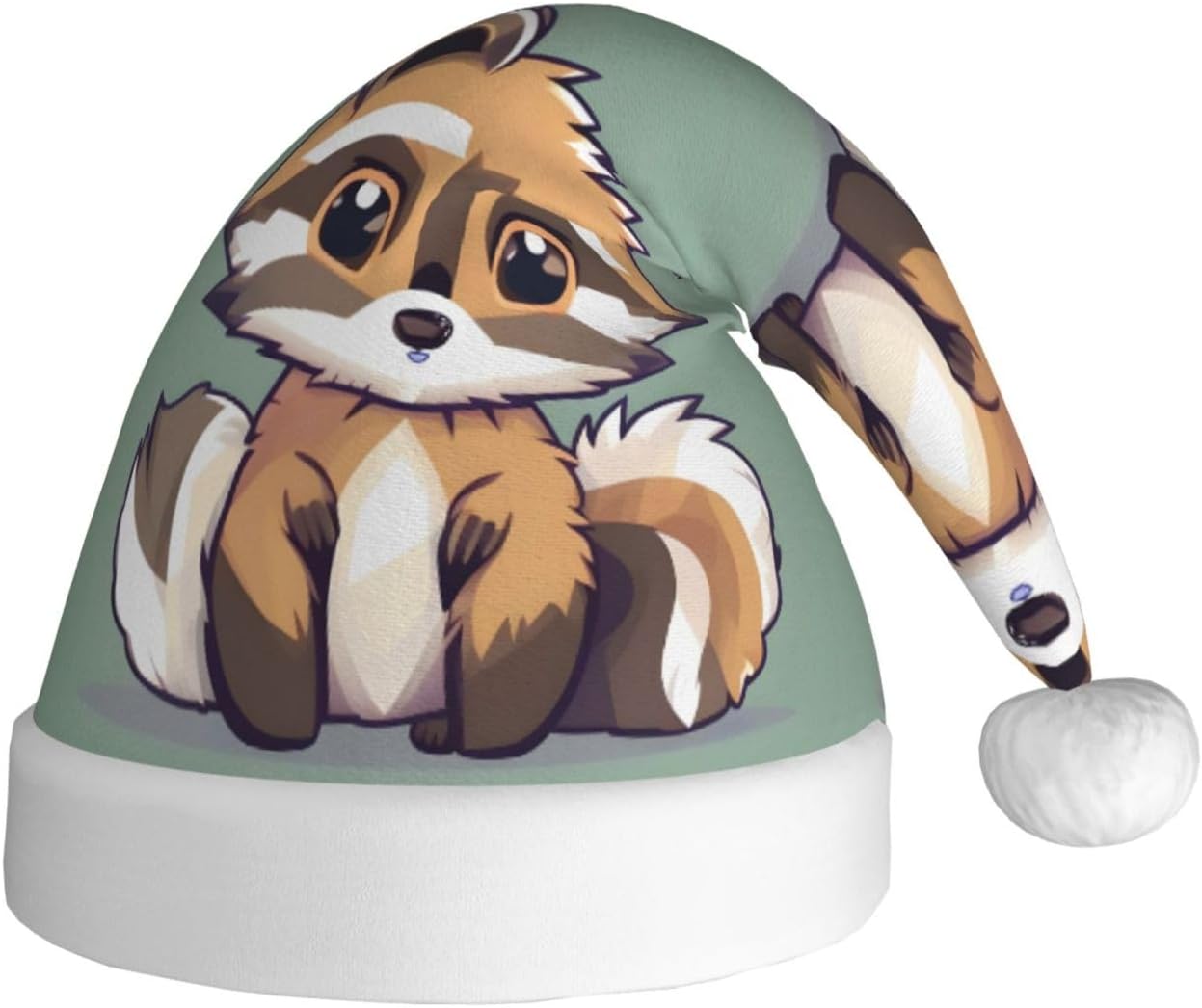 QINZHENG Cartoon Raccoon Santa Hat