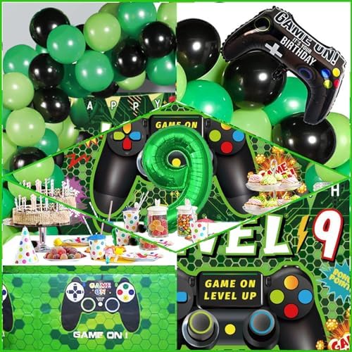 90PCS 9th Birthday Video Game Decorations for Boys