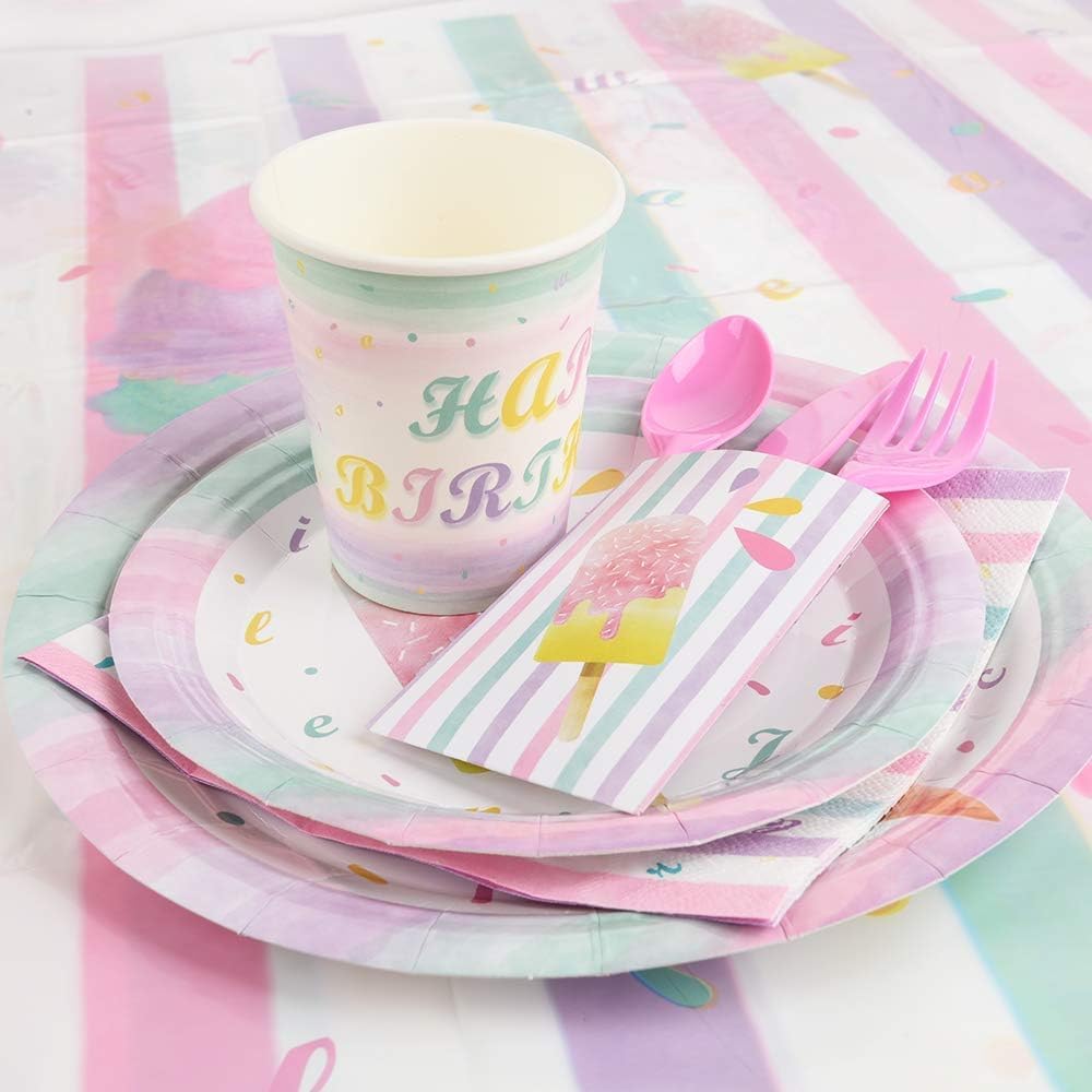 Ice Cream Party Supplies Set for 16 Guests