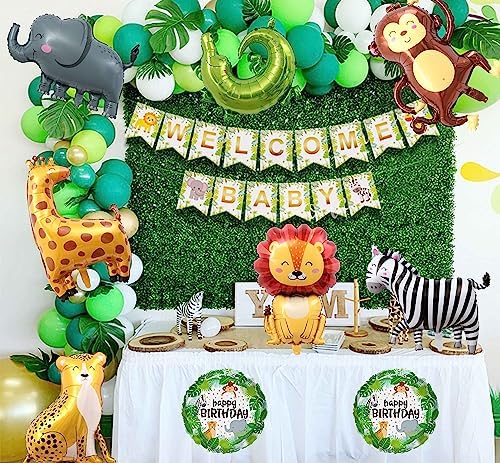 TUWUNA 9Pcs Safari Jungle Animal Balloons Set