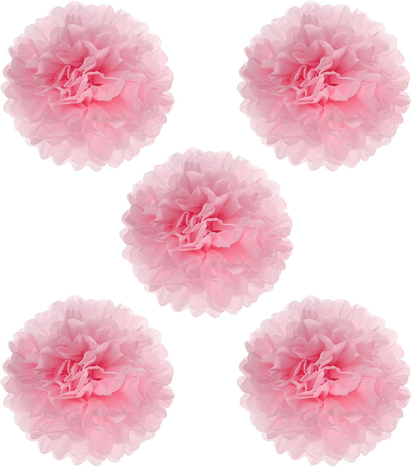 PATIKIL 8 Inch Light Pink Tissue Pom Poms Flowers 5 Pack