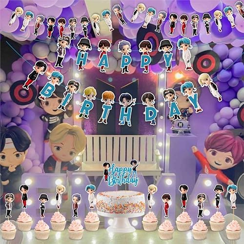 Seyal Tiny Tan BTS Theme Birthday Decorations