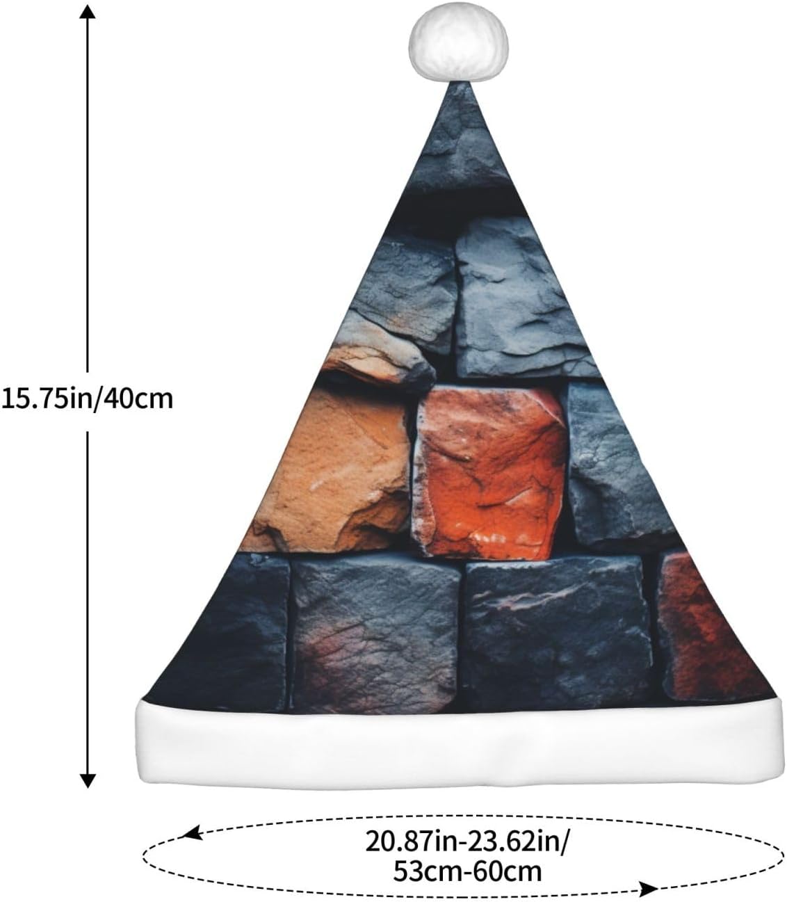 QINZHENG Retro Stone Print Santa Hat for Women