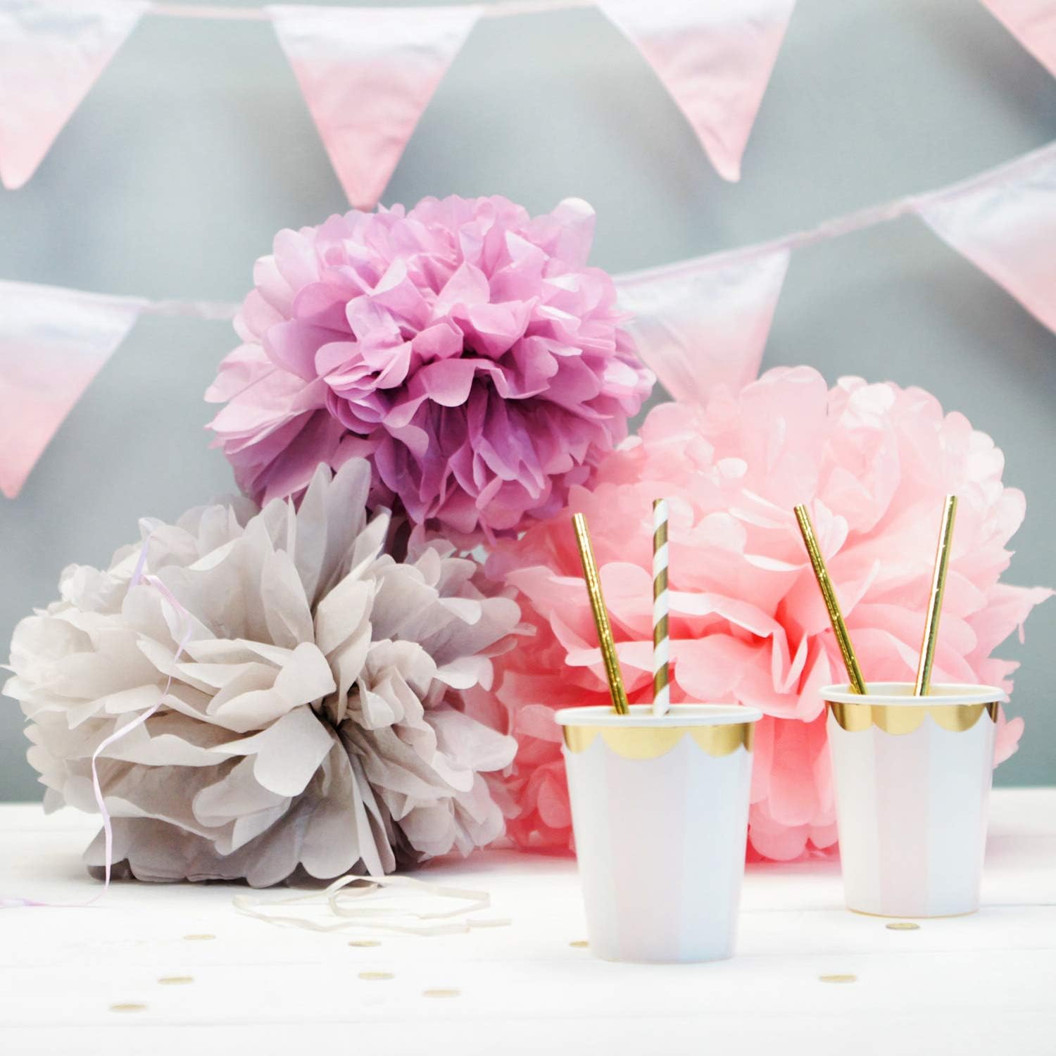 iShyan 15pcs Mixed Tissue Paper Pom Poms Decor