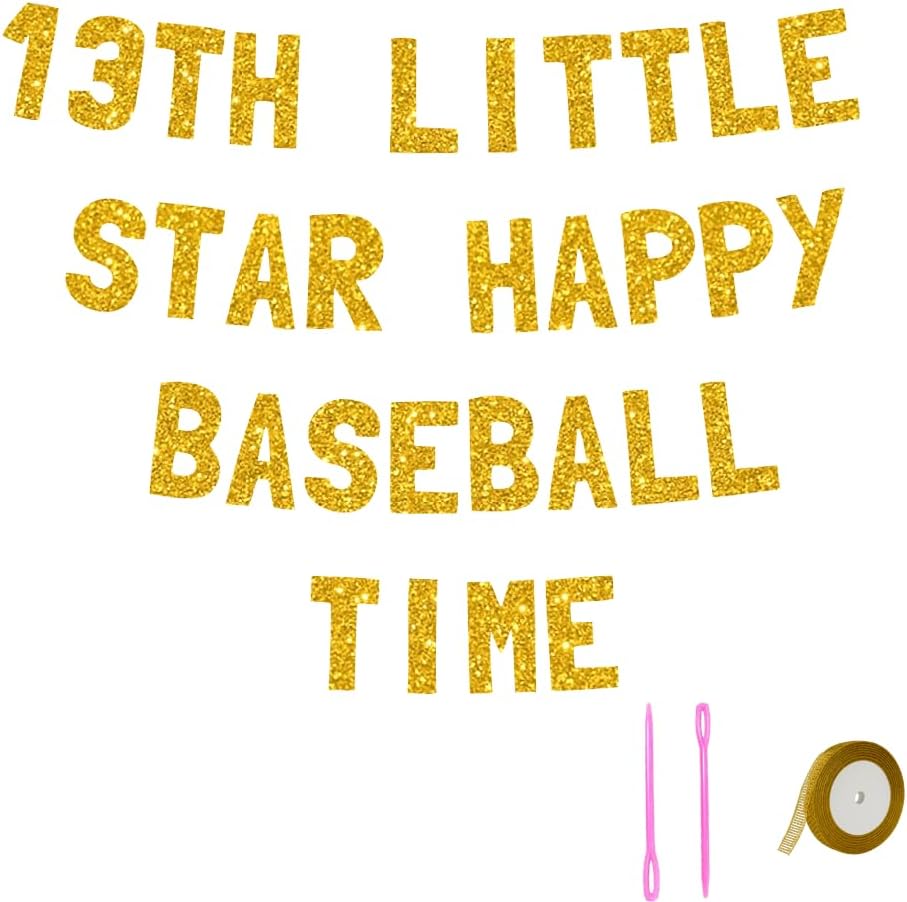 Meowoo 13th Birthday Decorations Gold Glitter Banner