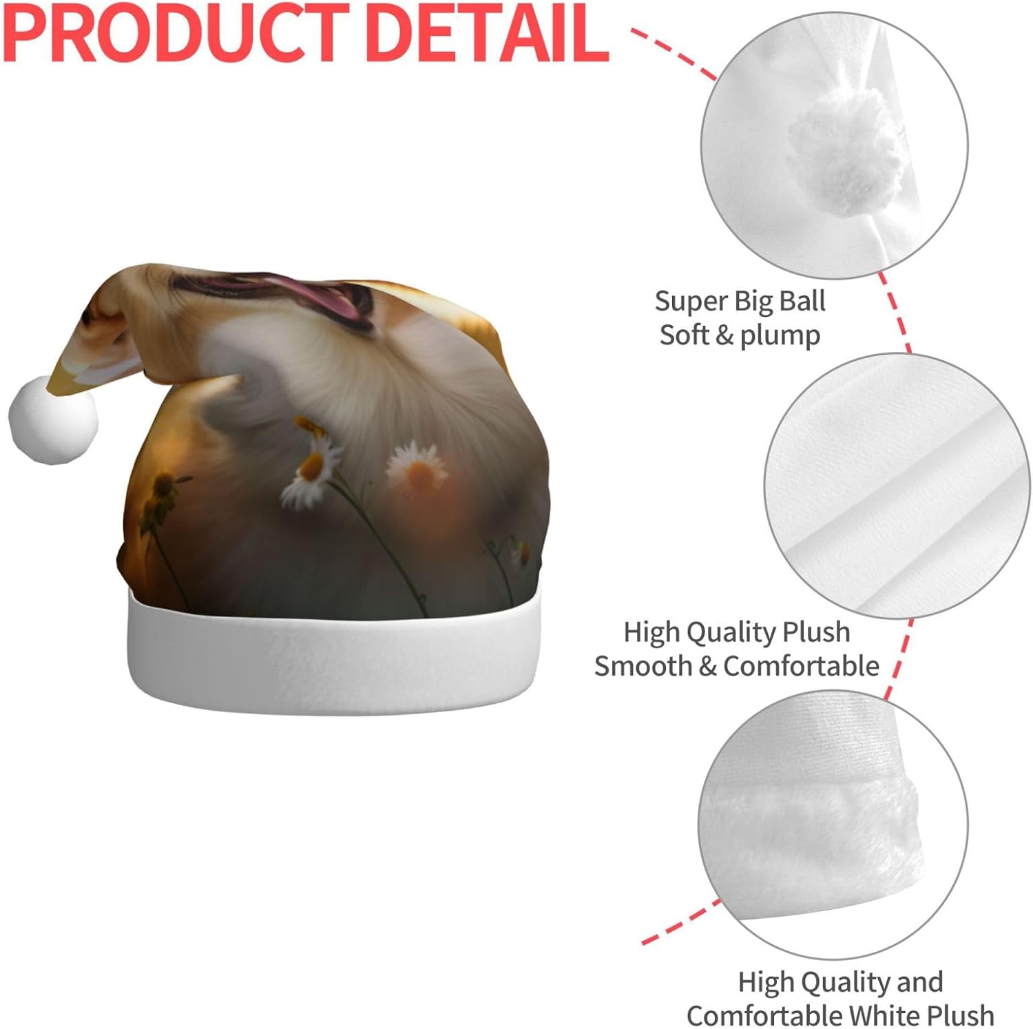 Qin Zheng Corgi Floral Santa Hat for Women