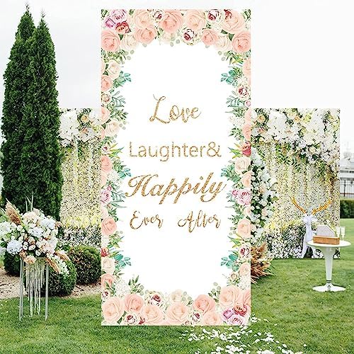 Love Laughter Wedding Door Cover 708X354 Beige