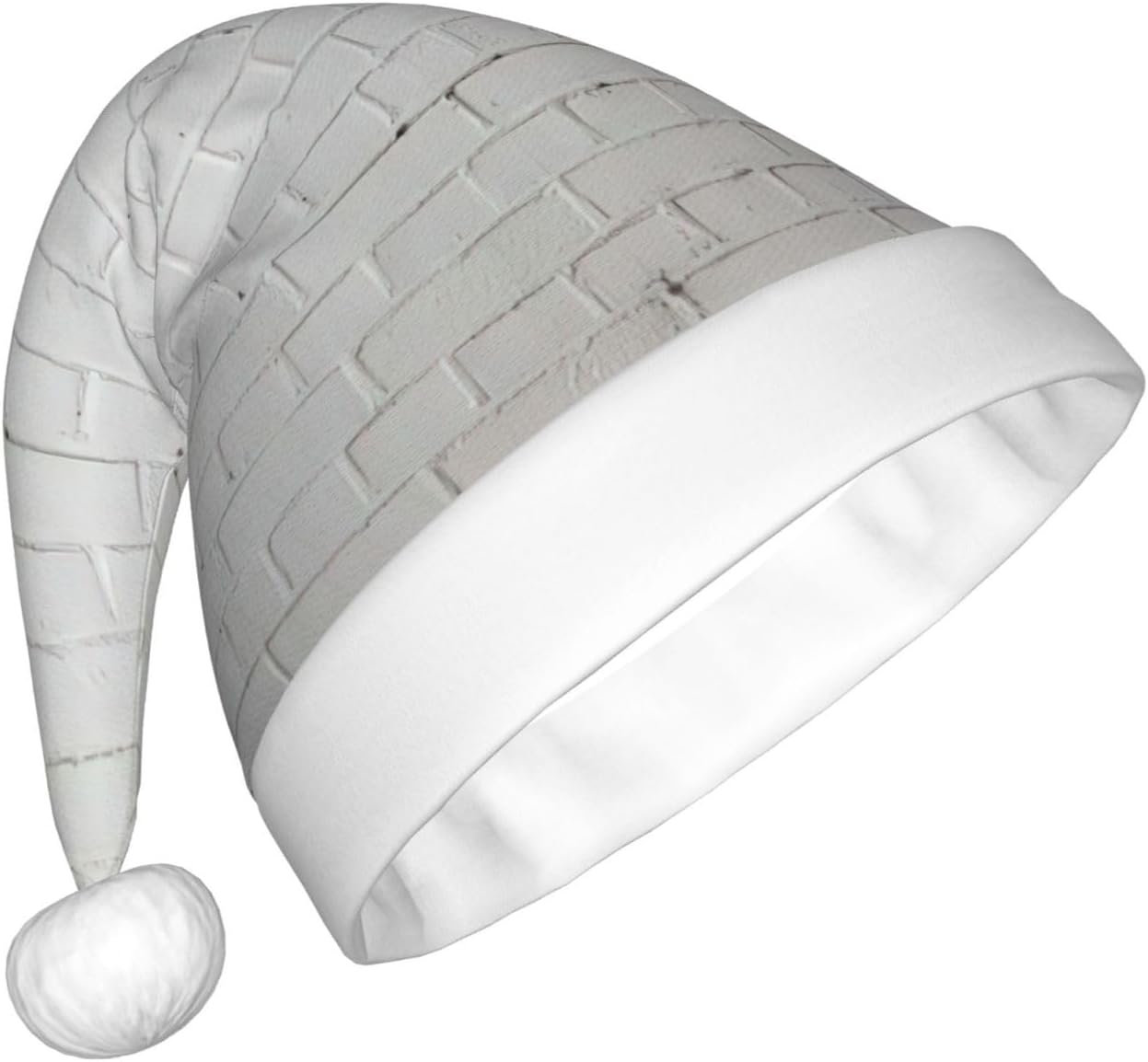 QINZHENG Old White Brick Wall Santa Hat for Women