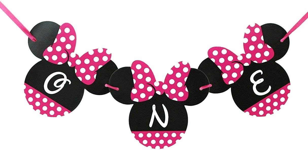 Minnie Mouse First Birthday Banner 8x8 Inches