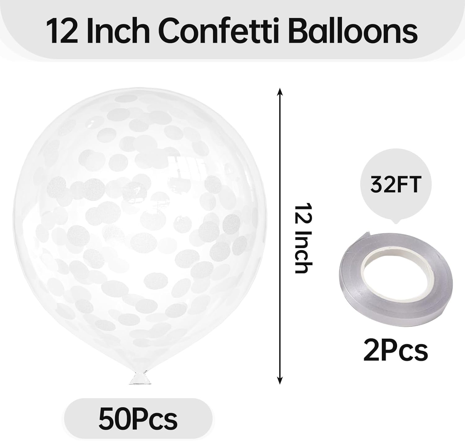 50pcs White Confetti Balloons for Party Decorations