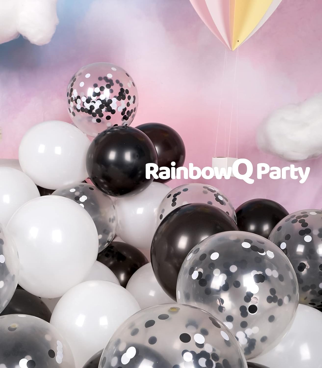 Rainbowq Party 12 Inch Black White Balloons Set
