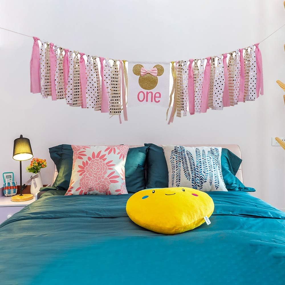 Pink and Gold Minnie Mouse Birthday Banner