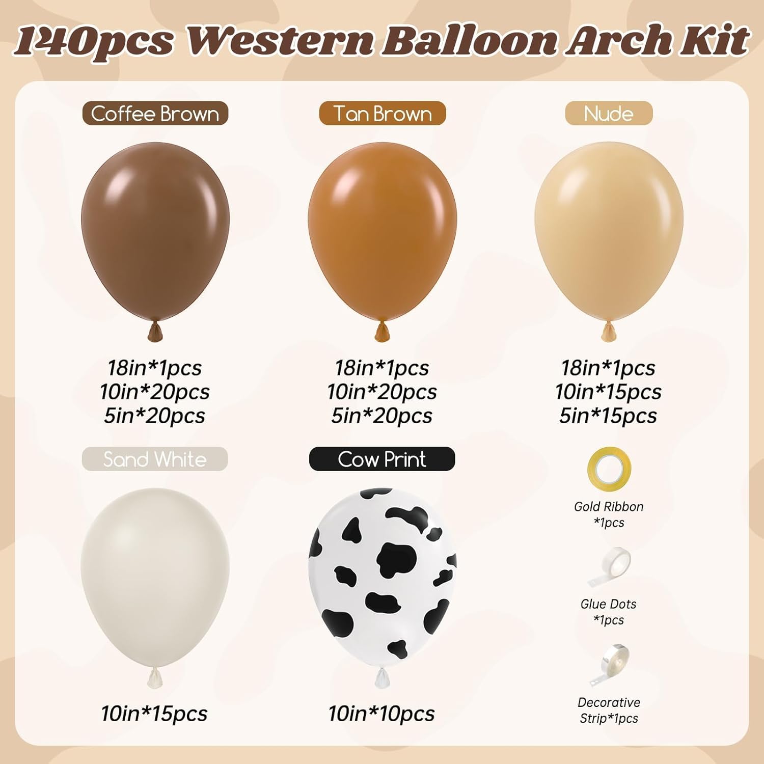 141pcs Western Cowboy Balloon Arch Kit Decorations