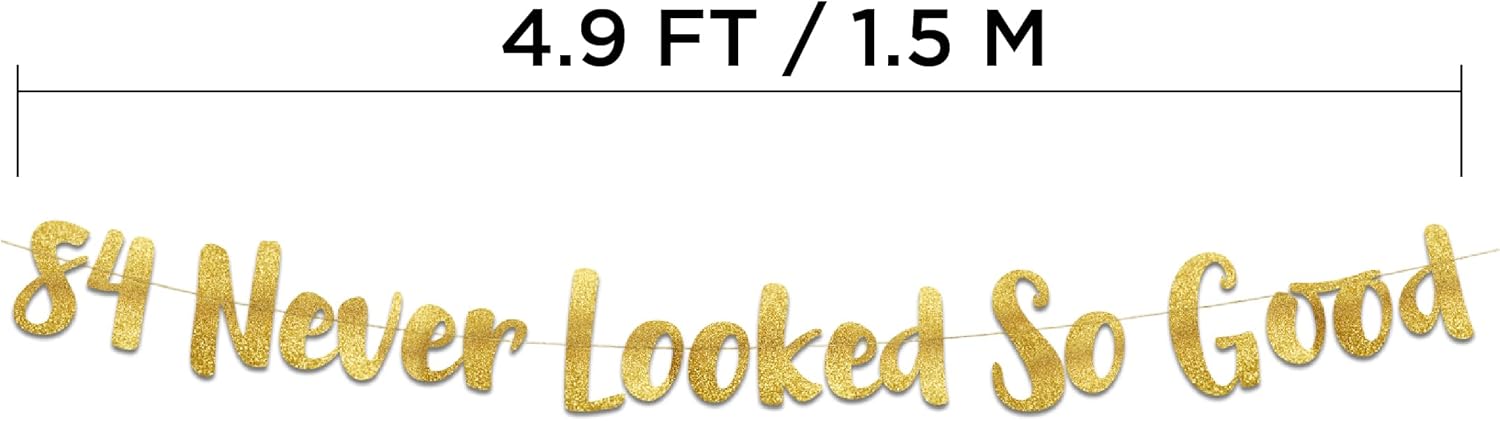 84th Anniversary Gold Glitter Banner - Classy Party Decoration